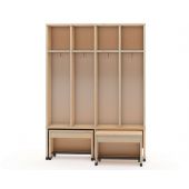 4-Cubby Cloakroom w/2 Movable Seats by NOVUM, 6512478EX & 6512451EX & 6512479EX